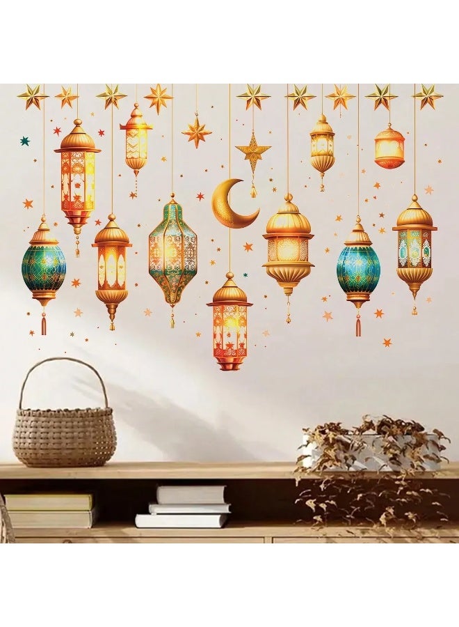 Ramadan decorations, a wall sticker with a crescent moon and lantern design, a wall sticker for Ramadan decorations - Image 2